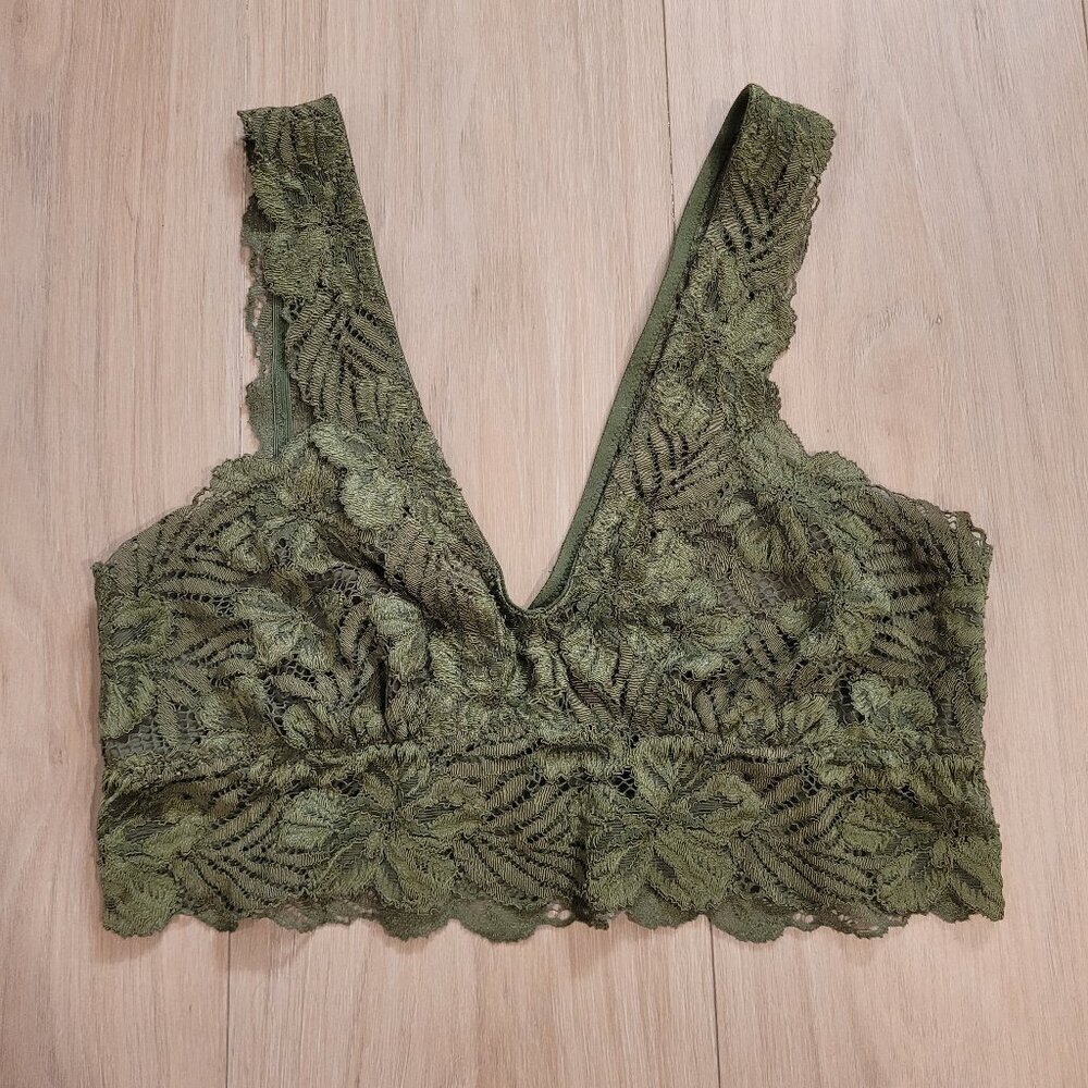 AERIE | Lace Floral Tropical Scalloped Bralette | Sz. L